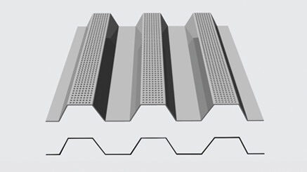 Semi-perforated omega corrugated panel